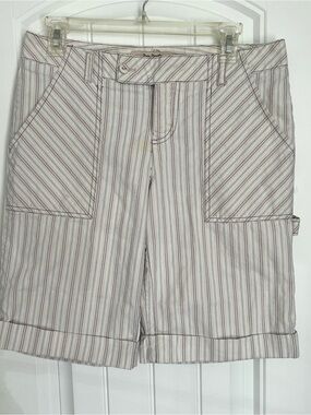 Free People Striped Utility Bermuda Shorts Size 6 Cotton Pinstripe